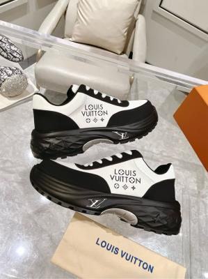 wholesale quality men's louis vuitton trainer black white